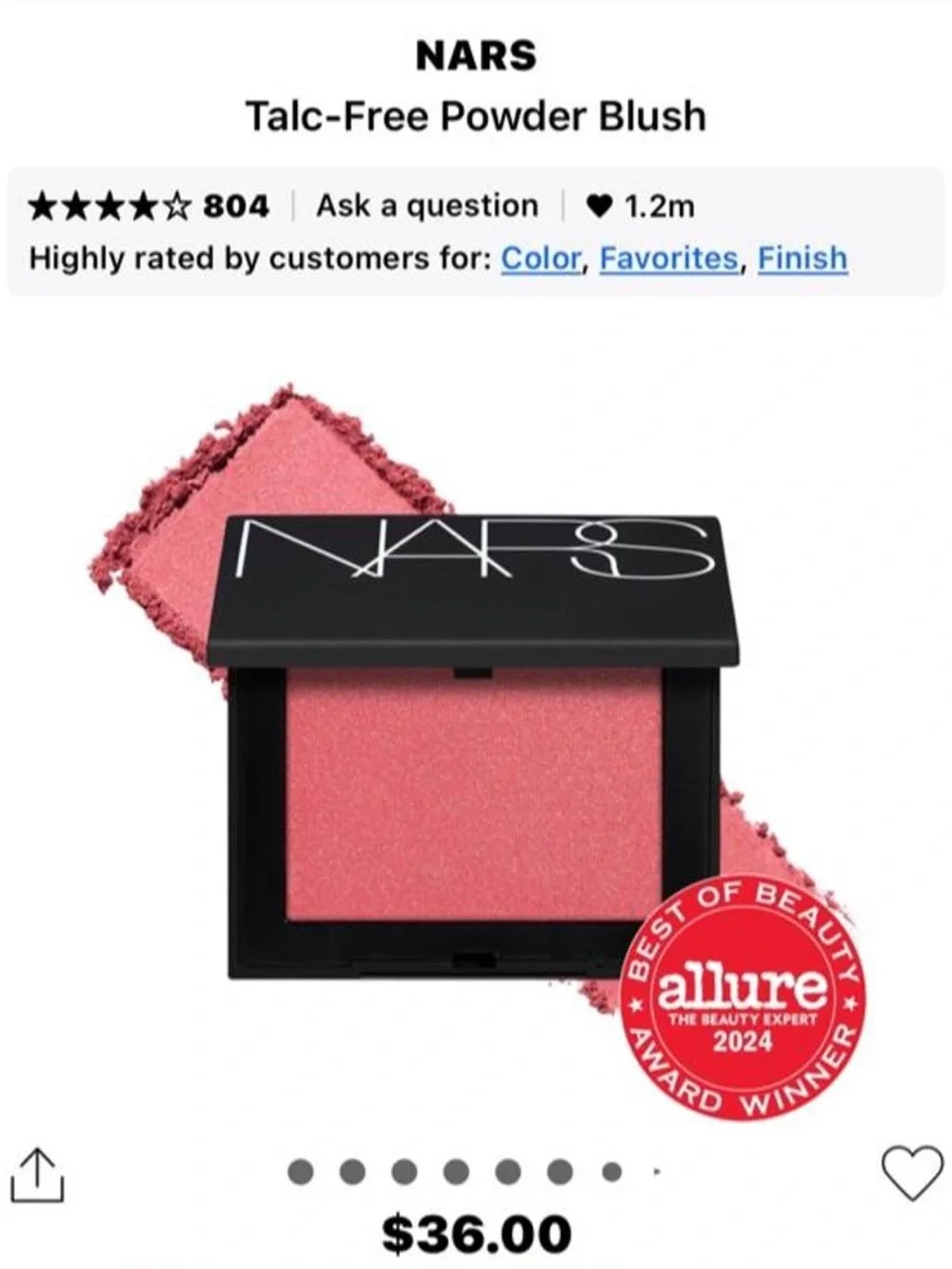 NARS Orgasm X Blush Full Size Coral Peach Gold Shimmer Powder Blush Classic